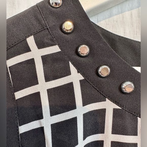 MICHAEL KORS - Geometric Shift Dress Sz 12 Zipper - BLACK WHITE - Picture 2 of 16